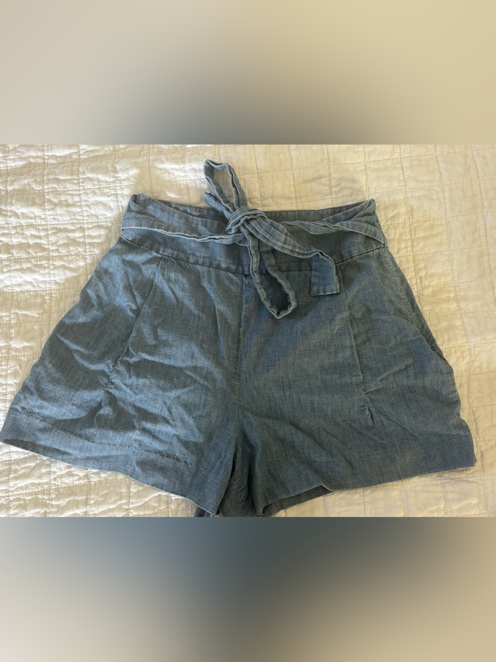J. Crew Blue Chambray Tie-Waist Women's Shorts